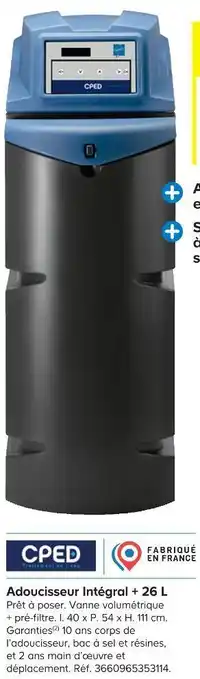 Castorama Cped adoucisseur intégral + 26 l offre