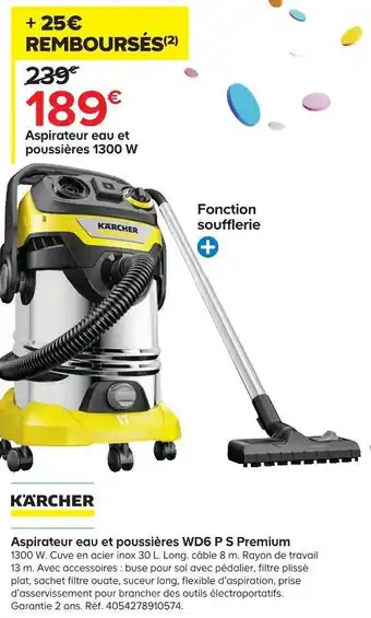 Castorama Karcher aspirateur eau et poussières wd6 p s premium offre
