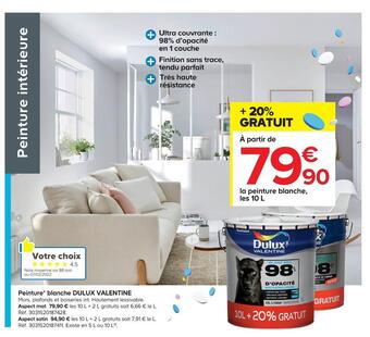 Castorama Dulux valentine peinture blanche offre