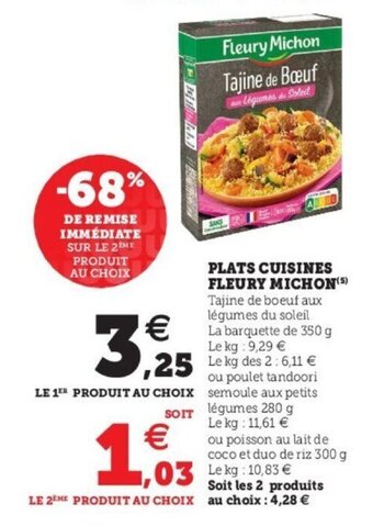Super U Plats cuisines fleury michon offre