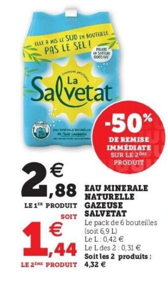 Super U Eau minerale naturelle gazeuse offre