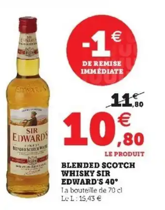 Super U Blended scotch whisky sir edward offre