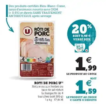 Super U Roti de porc u offre