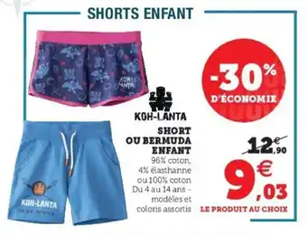 Super U Short enfant offre