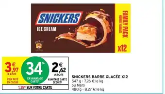 Intermarché Snickers barre glacée X12 offre