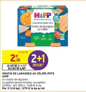 Intermarché Gratin de lasagnes au céléri pots hipp offre