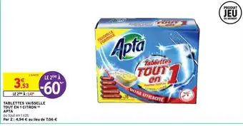 Intermarché Tablettes vaisselle tout en 1 citron Apta offre