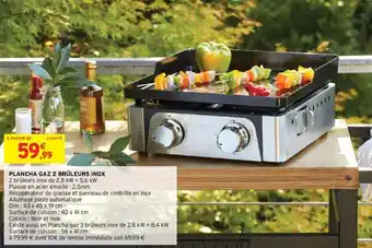 Intermarché Plancha gaz 2 brûleurs inox offre