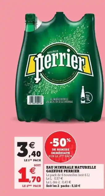 Super U Eau minerale naturelle gazeuse perrier offre