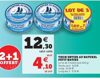 Super U Thon entier au naturel petit navire offre