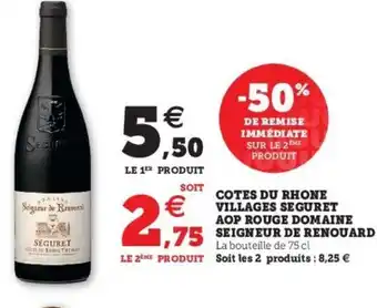 Super U Cotes du rhone villages seguret AOP rouge domaine offre