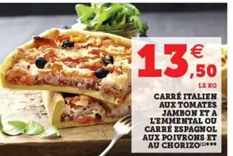 Super U Carré italien aux tomates jambon et a l'emmental offre