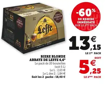 Super U Leffe biere blonde abbaye 6,6° offre
