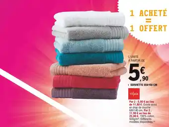 E.Leclerc Tissaia serviette 50x100 cm offre