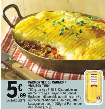 E.Leclerc Maison tino parmentier de canard offre