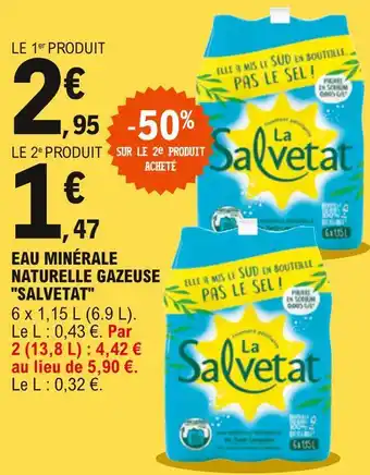 E.Leclerc Salvetat eau minérale naturelle gazeuse offre