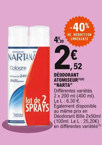 E.Leclerc Narta déodorant atomiseur offre