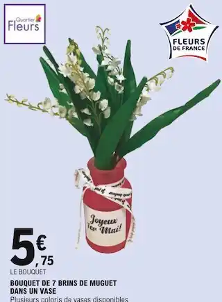 E.Leclerc Bouquet de 7 brins de muguet dans un vase offre
