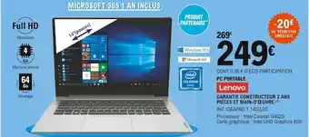 E.Leclerc Lenovo pc portable offre