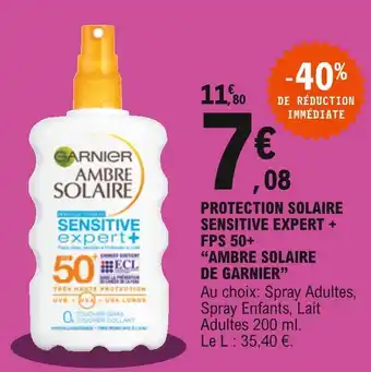 E.Leclerc Ambre solaire de garnier protection solaire sensitive expert + fps 50+ offre