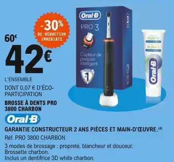 E.Leclerc Oral-b brosse à dents pro 3800 charbon offre