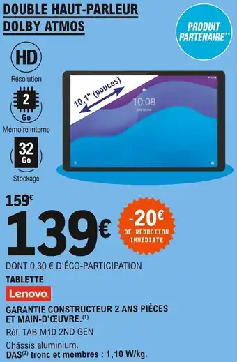 E.Leclerc Lenovo tablette offre