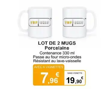E.Leclerc Top chef lot de 2 mugs porcelaine offre