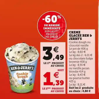 U Express Ben and jerry's creme glacee offre