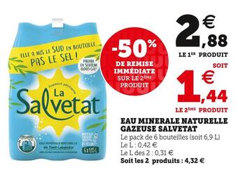 U Express Salvetat eau minerale naturelle gazeuse offre