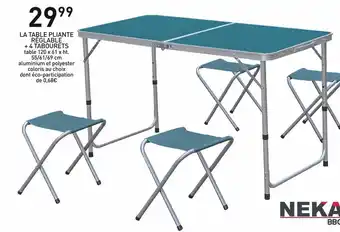 Stokomani Neka la table pliante réglable + 4 tabourets offre