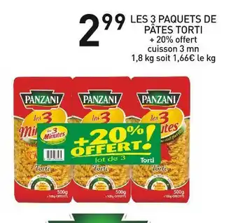 Stokomani Panzani les 3 paquets de pâtes torti offre