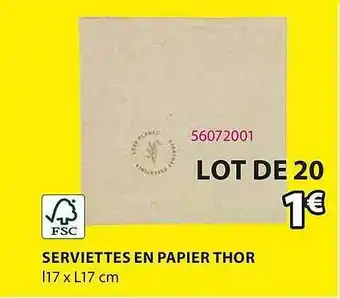 JYSK Serviettes En Papier Thor offre