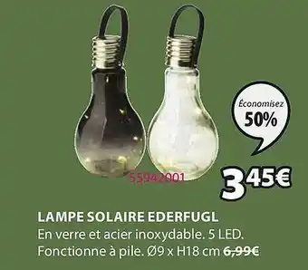 JYSK Lampe Solaire Ederfugl offre