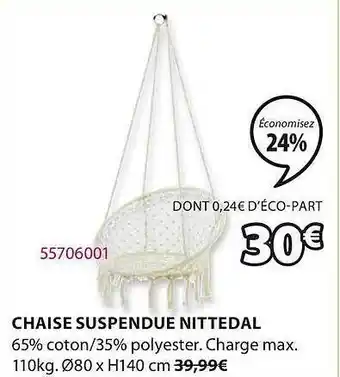 JYSK Chaise Suspendue Nittedal offre