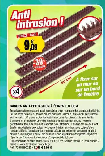 Outiror Bandes Anti-effraction à épines Lot De 4 offre