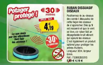 Outiror Ruban Dissuasif Oiseaux offre