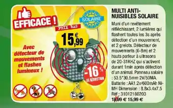 Outiror Multi Anti-nuisibles Solaire offre