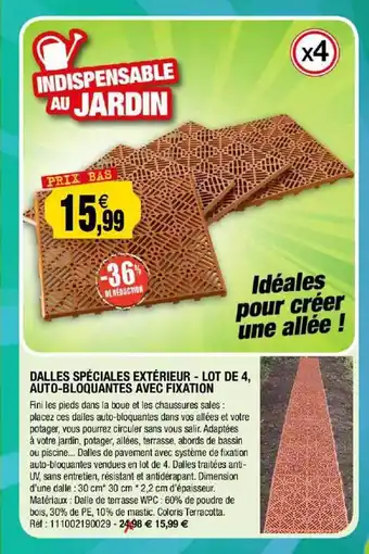 Outiror Dalle Spéciales Extérieur - Lot De 4, Autobloquantes Avec Fixation offre