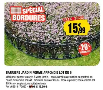 Outiror Barrière Jardin Forme Arrondie Lot De 6 offre