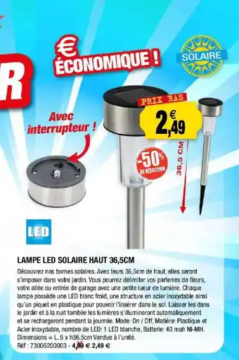 Outiror Lampe Led Solaire Haut 36,5 Cm offre