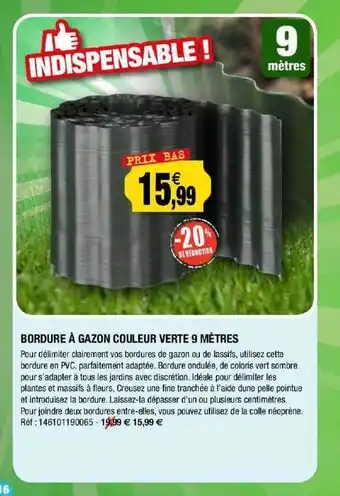 Outiror Bordure à Gazon Couleur Verte 9 Mètres offre