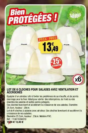 Outiror Lot De 6 Cloches Pour Salades Avec Ventilation Et Accroches offre