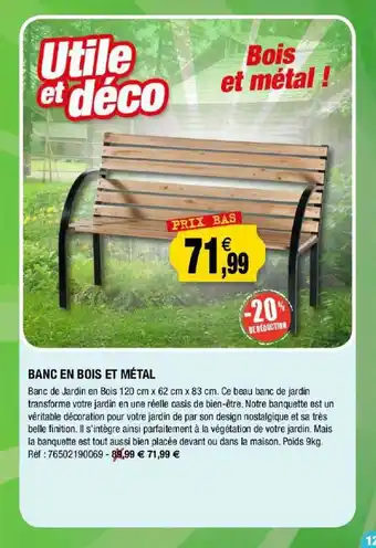 Banc En Bois Et Métal