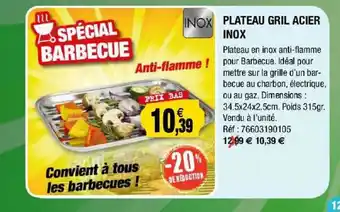 Plateau Gril Acier Inox