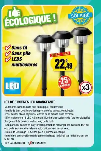 Outiror Lot De 3 Bornes Led Changeante offre