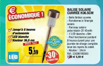 Balise, Solaire Cuivrée H. 36.5 Cm