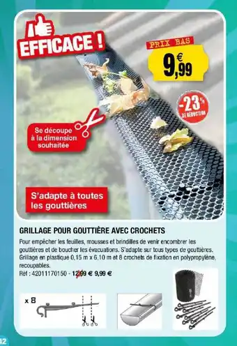 Grillade Pour Gouttière Avec Crochets