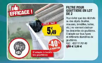Outiror Filtre Pour Gouttière En Lot De 2 offre