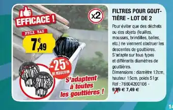 Outiror Filtres Pour Gouttière - Lot De 2 offre