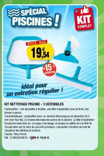 Outiror Kit Nettoyage Piscine - 3 Ustensiles offre
